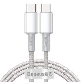 Baseus High Density Braided USB-C to USB-C Cable PD 2.0 100W (CATGD-02) - здрав кабел с въжена оплетка за бързо зареждане за устройства с USB-C порт (100 см) (бял)