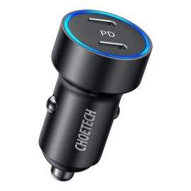 Choetech Dual USB-C Car Charger Adapter 36W - зарядно за кола с 2xUSB-C изхода и технология за бързо зареждане (черен)