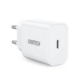 Choetech Wall Charger USB-C 20W PD - захранване за ел. мрежа 20W с USB-C изход и технология за бързо зареждане (бял)