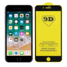 Premium Full Glue 9D Edge to Edge Tempered Glass - обхващащо и ръбовете стъклено защитно покритие за дисплея на iPhone SE (2022), iPhone SE (2020), iPhone 8, iPhone 7 (черен) (bulk)