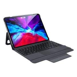 Dux Ducis Wireless Touchpad Keyboard Case - полиуретанов калъф, клавиатура, тракпад и поставка за iPad Pro 12.9 (2020), iPad Pro 12.9 (2018) (черен)