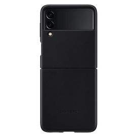 Samsung Leather Cover EF-VF711LBEGWW - оригинален кожен кейс (естествена кожа) за Samsung Galaxy Z Flip 3 (черен)