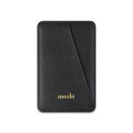Moshi SnapTo Magnetic Slim Wallet - кожен портфейл (джоб) за прикрепяне към Moshi кейсове и калъфи със SnapTo технология за закрепяне (черен)