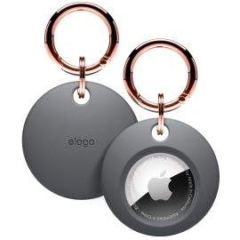 Elago AirTag Basic Keychain Case - силиконов ключодържател за Apple AirTag (тъмносив)