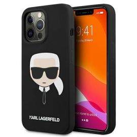 Karl Lagerfeld Head Silicone Case - дизайнерски силиконов кейс за iPhone 13 Pro (черен)