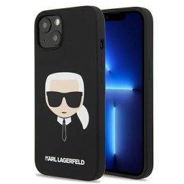 Karl Lagerfeld Head Silicone Case - дизайнерски силиконов кейс за iPhone 13 (черен)