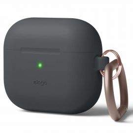 Elago AirPods 3 Silicone Hang Case - силиконов калъф с карабинер за Apple AirPods 3 (тъмносив)