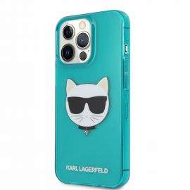 Karl Lagerfeld Choupette Head Silicone Case - дизайнерски силиконов кейс за iPhone 13 Pro (син)