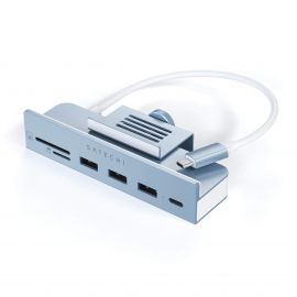 Satechi USB-C Clamp Hub iMac 24 - алуминиев USB-C хъб и четец за SD, microSD карти за iMac 24 (2021) (син)