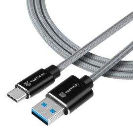 Tactical Fast Rope Kevlar USB-A to USB-C Cable 15W - здрав кевларен кабел с въжена оплетка за устройства с USB-C порт (100 см) (сив)