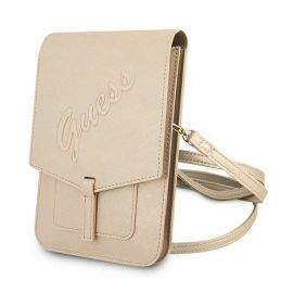 Guess Saffiano Wallet Universal Phone Bag - кожена чанта (портфейл) с презрамка (златист)