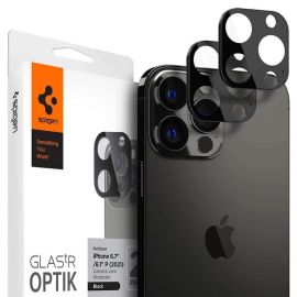 Spigen Optik Lens Protector - комплект 2 броя предпазни стъклени протектора за камерата на iPhone 13 Pro, iPhone 13 Pro Max (черен)