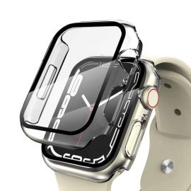 Tech-Protect Defense 360 Case - качествен твърд кейс с вграден стъклен протектор за дисплея на Apple Watch 7 41мм (прозрачен)