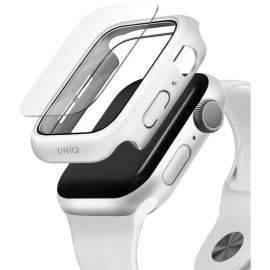 Uniq Nautic Apple Watch Case 44mm - качествен твърд кейс с вграден стъклен протектор за дисплея на Apple Watch 44мм (бял)