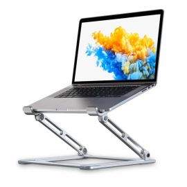 Tech-Protect ProDesk Universal Laptop Stand - сгъваема алуминиева поставка за MacBook и лаптопи от 11 до 17 инча (сребрист)