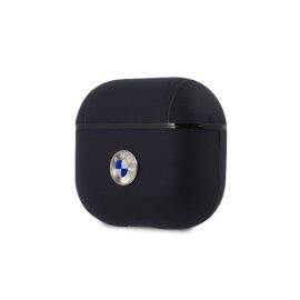 BMW Signature Leather Case - кожен кейс (естествена кожа) за Apple Airpods 3 (тъмносин)