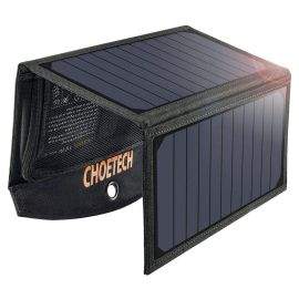 Choetech Foldable Travel Solar Panel 19W - сгъваем соларен панел, зареждащ директно вашето устройство от слънцето с 2 USB-A порта (черен)