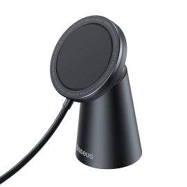 Baseus Simple Magnetic Phone Charging Stand Wireless Charger 15W - поставка (пад) за безжично зареждане за iPhone с Magsafe (черен)