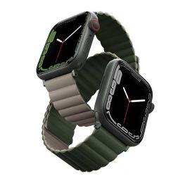 Uniq Revix Silicone Magnetic Strap - двулицевва магнитна силиконова каишка за Apple Watch 42мм, 44мм, 45мм (зелен-кафяв)