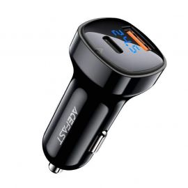 Acefast B4 Dual Car Charger 66W - зарядно за кола с USB-A и USB-C изходи с технология за бързо зареждане (черен)