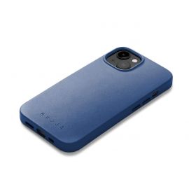 Mujjo Full Leather Case - премиум кожен (естествена кожа) кейс с MagSafe за iPhone 14 (син)