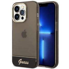 Guess Camera Outline Case - дизайнерски кейс с висока защита за iPhone 14 Pro Max (черен)