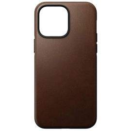 Nomad Modern Leather MagSafe Case - кожен (естествена кожа) кейс с MagSafe за iPhone 14 Pro Max (тъмнокафяв)
