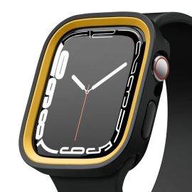 Elago Duo Apple Watch Case - силиконов (TPU) кейс с две сменяеми поликарбонатни части за Apple Watch 7 41мм, Apple Watch 8 41мм (черен и жълт)