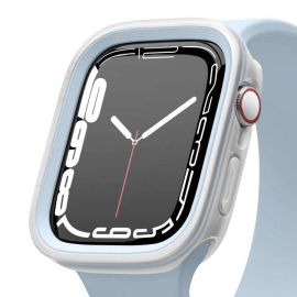 Elago Duo Apple Watch Case - силиконов (TPU) кейс с две сменяеми поликарбонатни части за Apple Watch 7 41мм, Apple Watch 8 41мм (прозрачен-мат и светлосин)