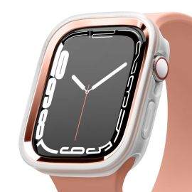 Elago Duo Apple Watch Case - силиконов (TPU) кейс с две сменяеми поликарбонатни части за Apple Watch 7 45мм, Apple Watch 8 45мм (прозрачен-мат и розово злато)