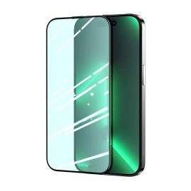Joyroom Knight Green Tempered Glass with Anti Blue Light (JR-G02) - калено стъклено защитно покритие със защитен филтър за дисплея на iPhone 14 Pro (черен-прозрачен)