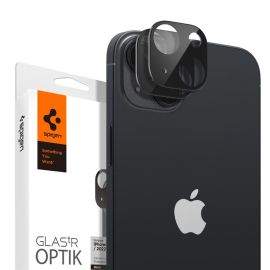 Spigen Optik Pro tR Ez Fit Lens Protector 2 Pack - 2 комплекта предпазни стъклени лещи за камерата на iPhone 14, iPhone 14 Plus (черен)