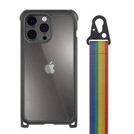 Mageasy Odyssey+ Rainbow Case - удароустойчив хибриден кейс с връзка и карабинер за iPhone 14 Pro Max (черен)