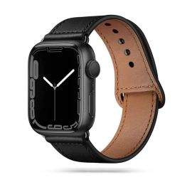 Tech-Protect Leatherfit Watch Band - кожена каишка от естествена кожа за Apple Watch 38мм, 40мм, 41мм (черен)