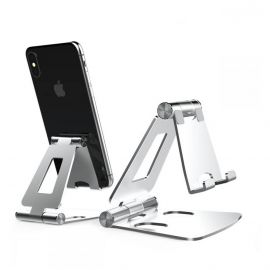 Tech-Protect Z16 Universal Foldable Phone Stand - сгъваема алуминиева поставка за мобилни телефони и таблети до 8.5 инча (сребрист)