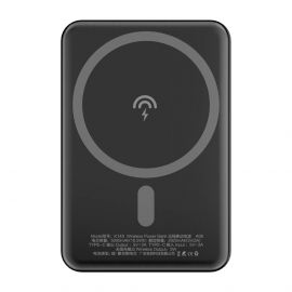 Dudao Magnetic Wireless Power Bank 5000 mAh 10W - безжична преносима външна батерия с USB-C вход за iPhone с Magsafe (черен)