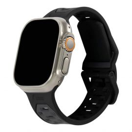 Urban Armor Gear Civilian New Strap - изключително здрава силиконова каишка за Apple Watch 42мм, 44мм, 45мм, Ultra 49мм (черен)