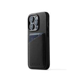 Mujjo Leather Wallet  Case - премиум кожен (естествена кожа) кейс с джоб за кредитна карта за iPhone 14 Pro (черен)
