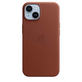 Apple iPhone Leather Case with MagSafe - оригинален кожен кейс (естествена кожа) с MagSafe за iPhone 14 Plus (кафяв)