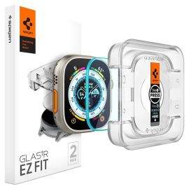 Spigen Tempered Glass GLAS.tR EZ Fit 2 Pack - 2 броя стъклени защитни покрития за дисплея на Apple Watch Ultra 49мм (прозрачен)