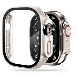 Tech-protect Defense360 Case - качествен твърд кейс с вграден стъклен протектор за дисплея на Apple Watch Ultra 49мм (бежав)