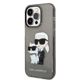Karl Lagerfeld IML Glitter Karl and Choupette NFT Case - дизайнерски силиконов кейс за iPhone 14 Pro Max (черен)