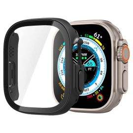 Spigen Thin Fit 360 Case - качествен твърд кейс с вграден стъклен протектор за дисплея на Apple Watch Ultra 49мм (черен)
