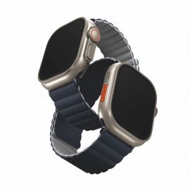 Uniq Revix Silicone Magnetic Strap - двулицевва магнитна силиконова каишка за Apple Watch 42мм, 44мм, 45мм, Ultra 49мм (тъмносин-сив)