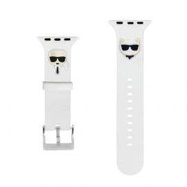 Karl Lagerfeld Karl and Choupette Silicone Watch Strap - силиконова каишка за Apple Watch 42мм, 44мм, 45мм, Ultra 49мм (бял)