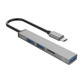 Orico USB-C 3-port Hub and Card Reader (AH-12F-GY-BP) - 3-портов USB-C хъб и четец за карти за компютри и лаптопи с USB-C порт (тъмносив)