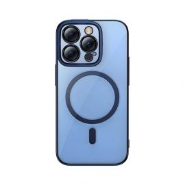 Baseus Glitter MagSafe Hybrid Protection Set - хибриден удароустойчив кейс с MagSafe и стъклено защитно покритие за дисплея на iPhone 14 Pro (син-прозрачен)