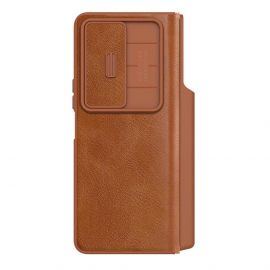 Nillkin Qin Leather Pro Case - кожен калъф за Samsung Galaxy Z Fold 4 (кафяв)