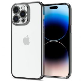 Spigen Optik Crystal Case - тънък силиконов (TPU) калъф за iPhone 14 Pro Max (сив-прозрачен)
