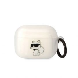 Karl Lagerfeld AirPods Pro 3D Logo NFT Choupette Silicone Case - силиконов калъф с карабинер за Apple AirPods Pro (бял)